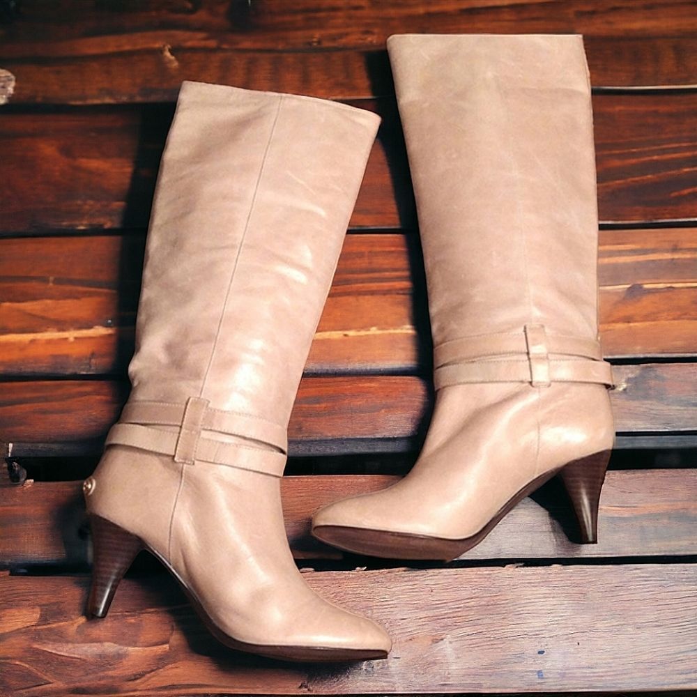 BCBGMAXAZRIA, All Leather "Latasha" Pull-On 15" Boot, , Sz. 8B/38, Desert Color
